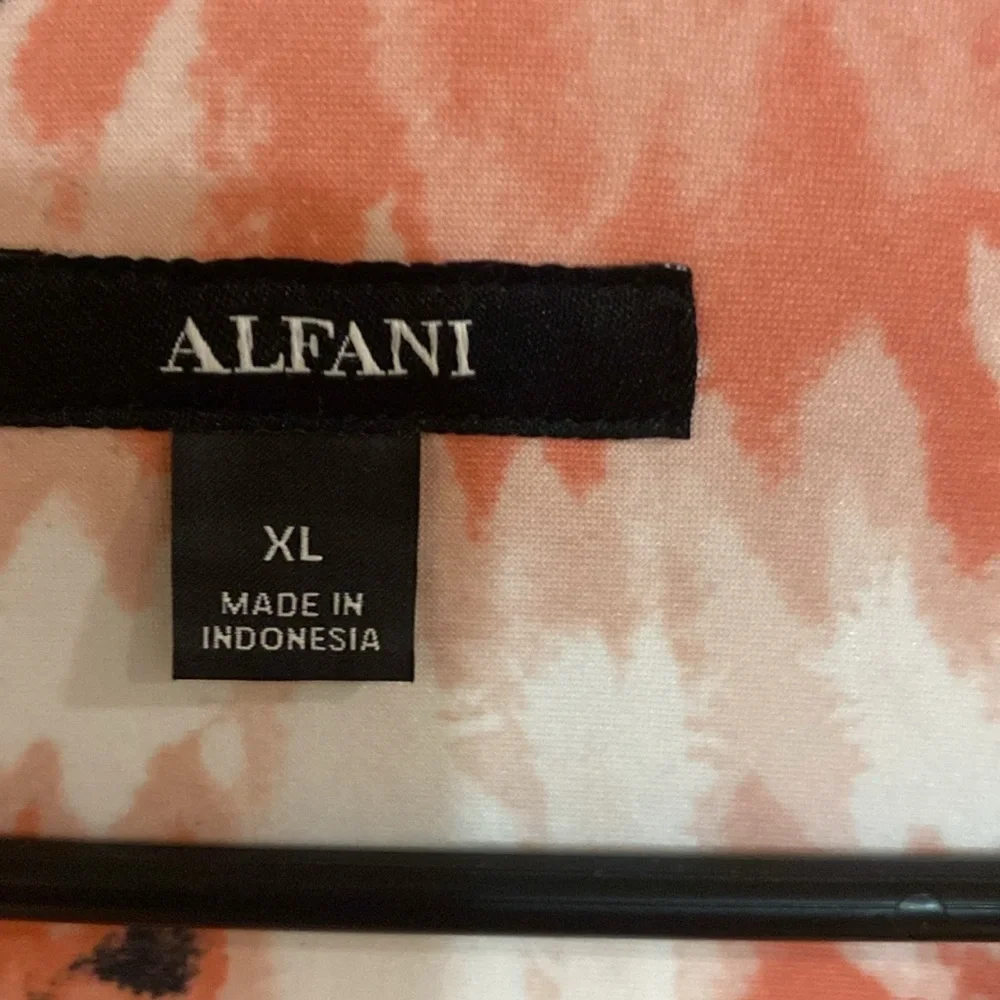 Alfani Womens XL Pink White Modern Pansy Print Pockets Long One Button Jacket - Picture 4 of 6